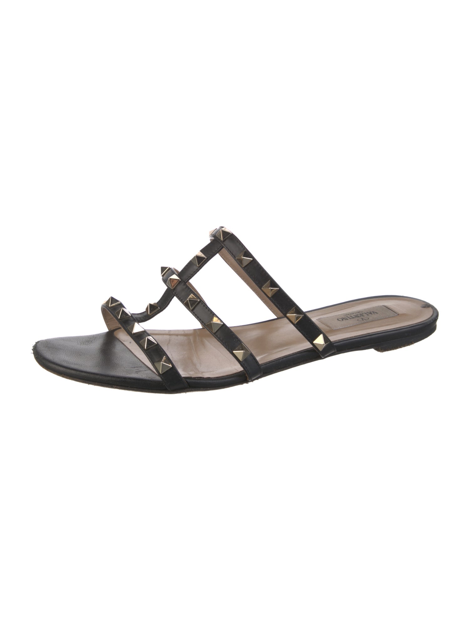 Valentino Rockstud Accents Leather Slides